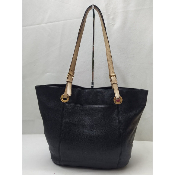 Michael Kors Jet Set Black Soft Leather Double Handles Tote Shoulder Bag - Picture 2 of 16